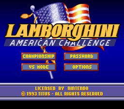 Lamborghini - American Challenge (USA) Title Screen